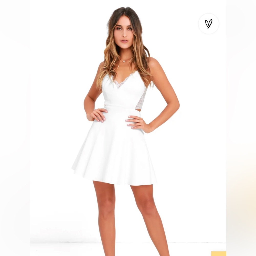 LULUS perfect evening ivory lace skater dress